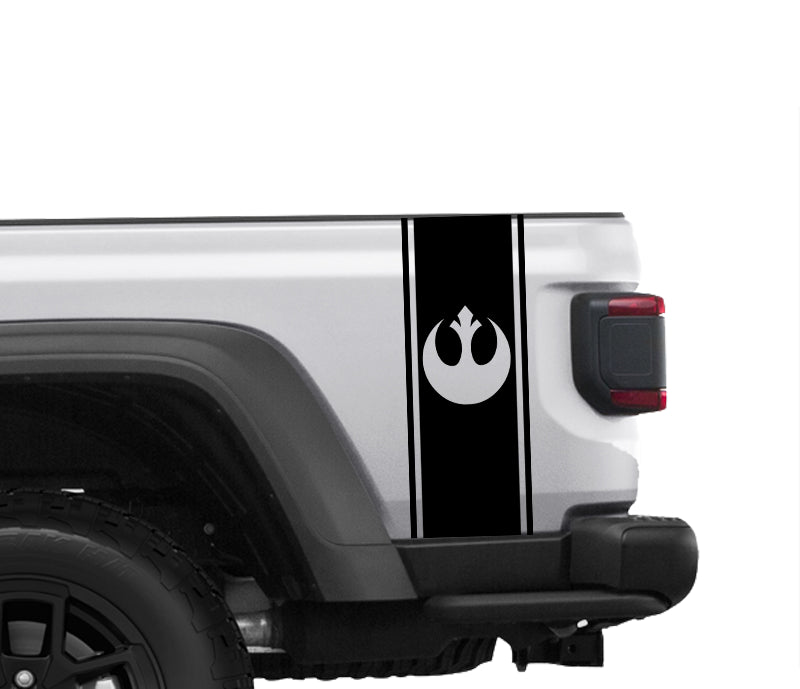 Bedside decal with Stripes Rebel Alliance Black 1 Pair for Jeep Gladiator image 0