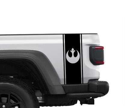 Bedside decal with Stripes Rebel Alliance Black 1 Pair for Jeep Gladiator image 0