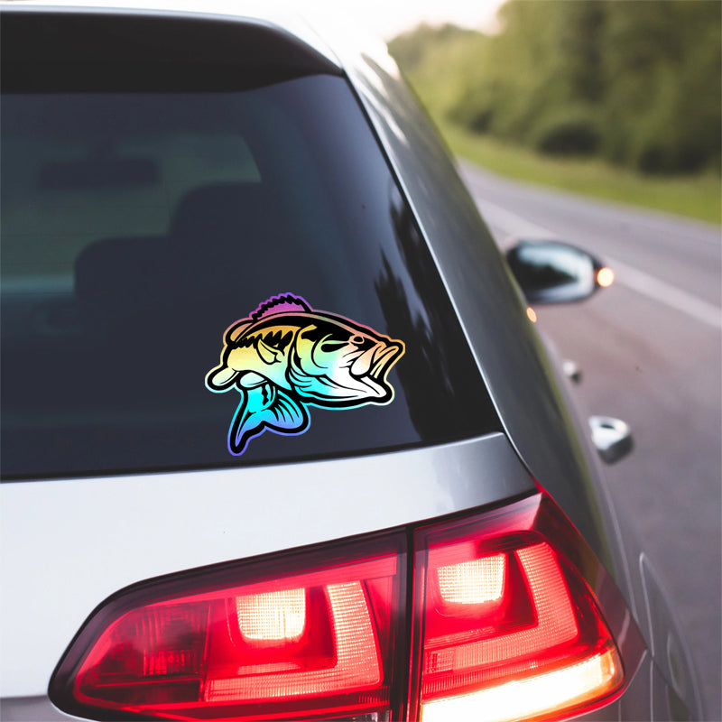 Big Mouth Bass Fishing Holographic Decal Window Car Truck Sticker