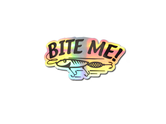 Bite me Bass Fishing Holographic Decal Window Car Truck Sticker
