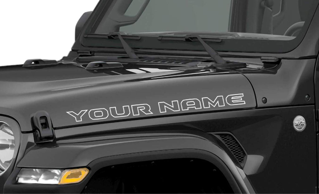 Custom JL Style Hood Decals Outlined 1 pair 30in Compatible with 2018-2023 Jeep Wrangler