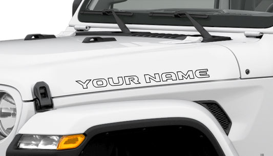 Custom JL Style Hood Decals Outlined 1 pair 30in Compatible with 2018-2023 Jeep Wrangler