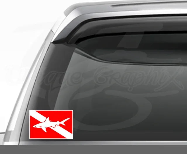 Diver Down Dive Flag Shell Vinyl Decal for Diving Cup Cooler Boat Car Window Bumper