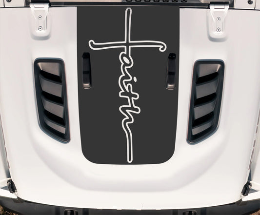 Faith Hood Blackout Decal fits Jeep Wrangler Gladiator JL JT 2018-2025