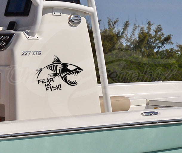 Fear no Fish Fishing Decal Sticker Custom Outdoor Vinyl Decal Sticker Car Truck Boat Windows Doors Walls