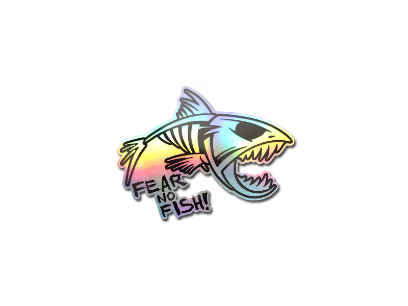 Fear no Fish Bone Fish Bass Fishing Holographic Decal Window Car Truck Sticker