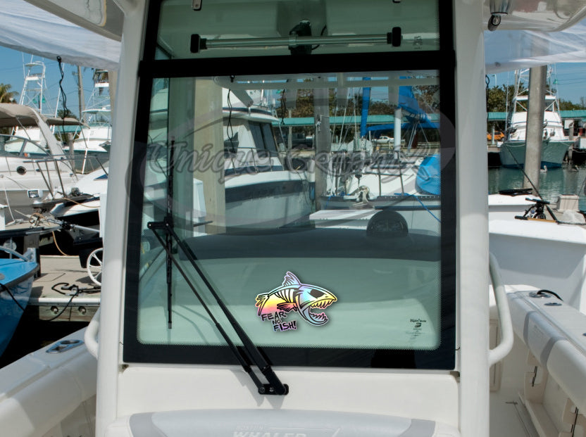 Fear no Fish Bone Fish Bass Fishing Holographic Decal Window Car Truck –