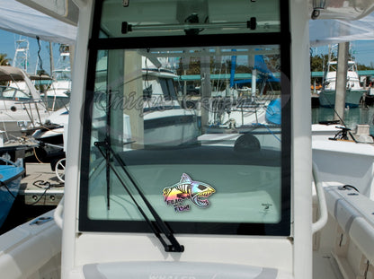 Fear no Fish Bone Fish Bass Fishing Holographic Decal Window Car Truck Sticker