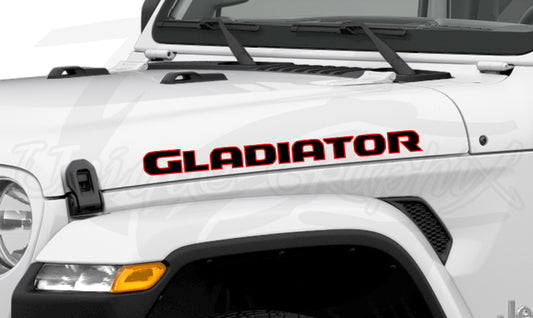 Gladiator Hood Decals with 2 color 1 pair 30in Compatible with 2018-2023 Jeep Wrangler JT