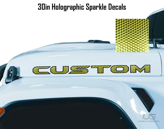 Hood Decals JL Style Engine Turn 1 Pair 30in for Jeep Wrangler and Gladiator