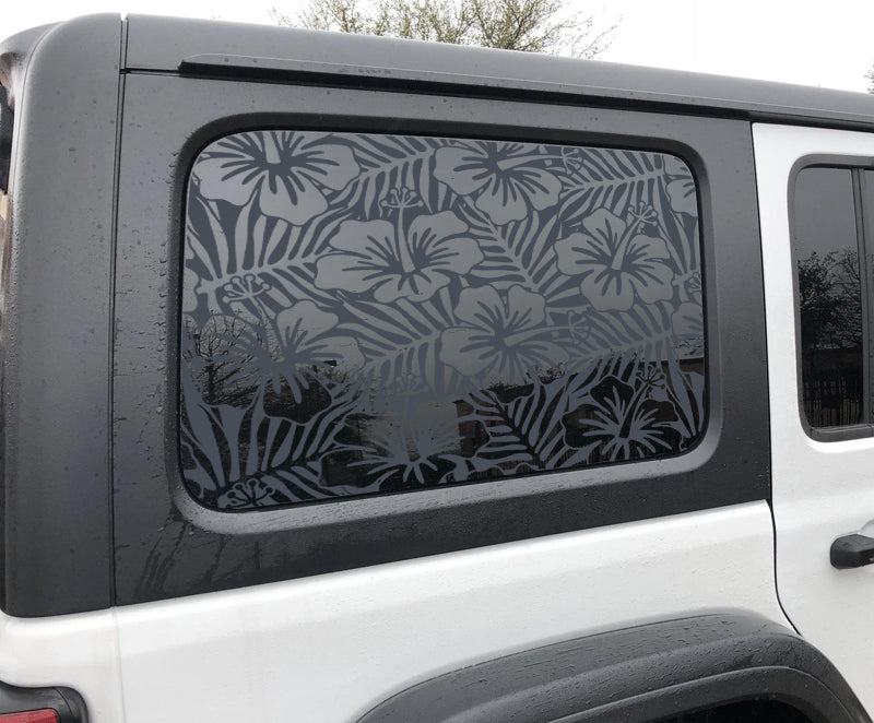 Rear Window Graphic Decal Hibiscus Flower for Jeep Wrangler JL 2018-2025