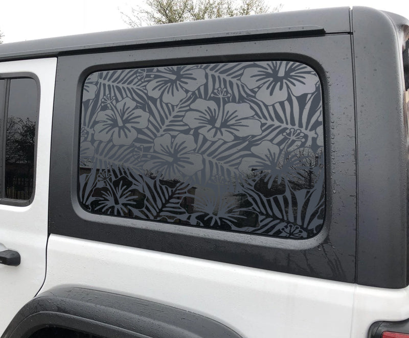 Rear Window Graphic Decal Hibiscus Flower for Jeep Wrangler JL 2018-2025