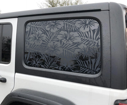 Rear Window Graphic Decal Hibiscus Flower for Jeep Wrangler JL 2018-2025