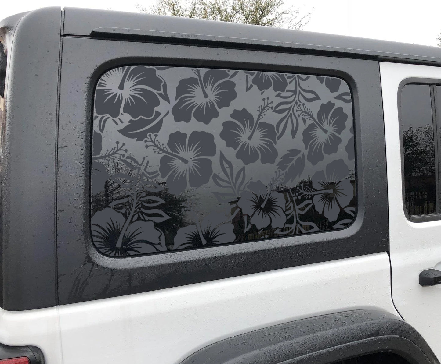 Rear Window Graphic Decal Hibiscus Pattern for Jeep Wrangler JL 2018-2025