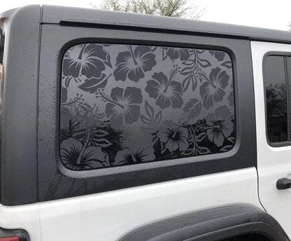 Rear Window Graphic Decal Hibiscus Pattern for Jeep Wrangler JL 2018-2025