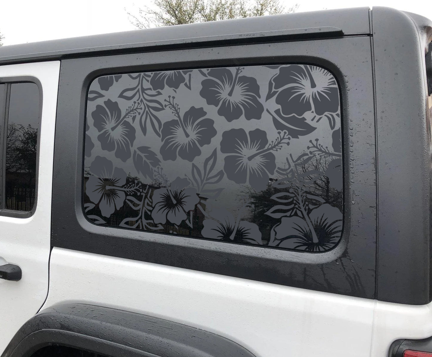 Rear Window Graphic Decal Hibiscus Pattern for Jeep Wrangler JL 2018-2025