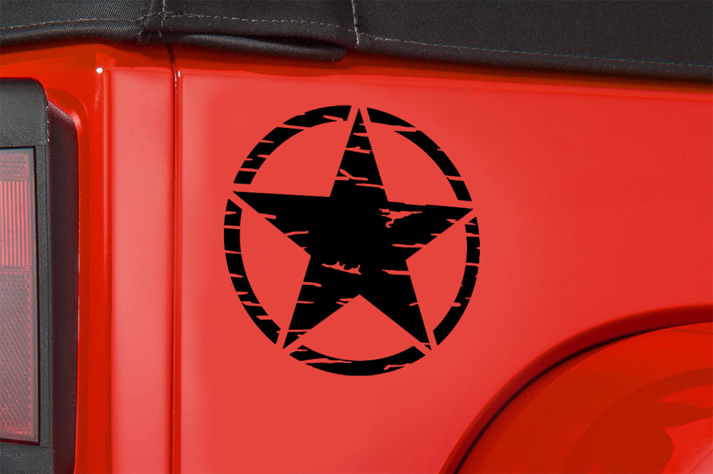Star Fender Side Decal Distressed compatible with Jeep Wrangler 1 pair