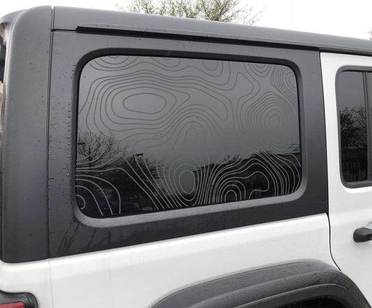 Topographical Map Window Graphic Decal for Jeep Wrangler JL 2018-2025