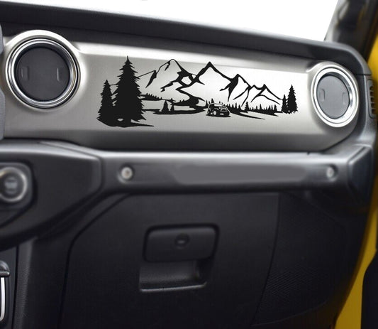 Dash Decal Mountain Graphic fits any JL JT Gladiator or Wrangler Model 2018-2025