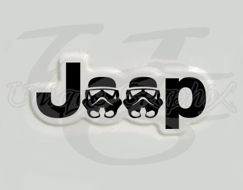 Custom Stormtrooper Skull Fender Side Decal compatible with 1997 -2006 TJ Jeep Wrangler 1 pair