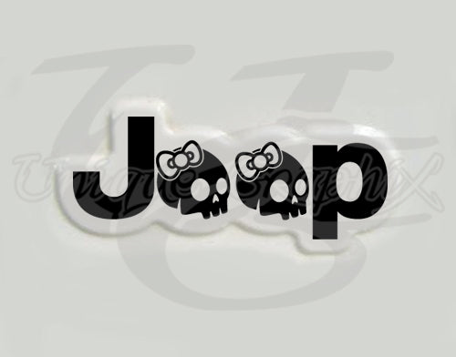 Custom Girl Skull Fender Side Decal compatible with 1997 - 2006 TJ Jeep Wrangler 1 pair