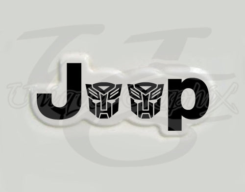 Custom Autobot Skull Fender Side Decal compatible with 1997 - 2006 TJ Jeep Wrangler 1 pair