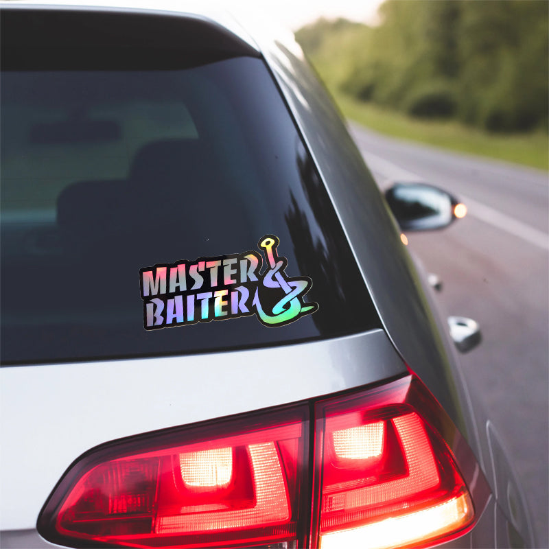 Master Baiter Bass Fishing Holographic Decal Window Car Truck Sticker