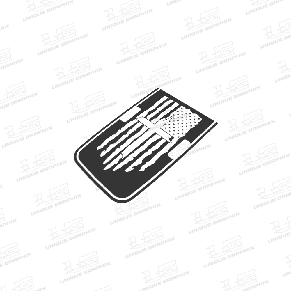 Hood Blackout Graphic with Flag and Cross fits Jeep Wrangler and Gladiator JL JT 2018-2025