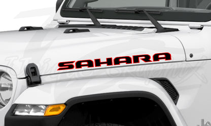 Sahara Hood Decals with 2 color 1 pair 30in Compatible with 2018-2023 Jeep Wrangler JL