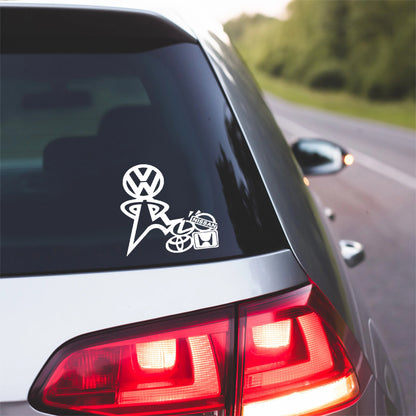 Vw Crush the Competition Decal Retro Vinyl Decal for Vdub Enthusiasts compatible with Volkswagen Gti Golf Bug Bus Beetle