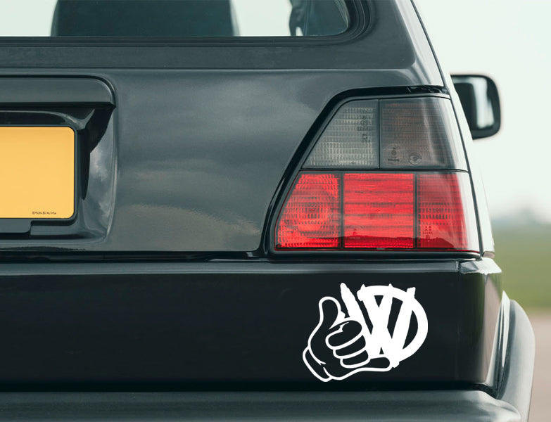 Vw Shaka Decal Retro Vinyl Decal for Vdub Enthusiasts compatible with Volkswagen Gti Golf Bug Bus Beetle