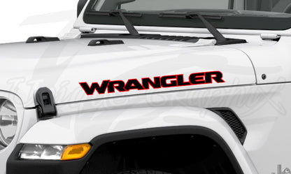 Wrangler Hood Decals 2 color 1 pair 30in Compatible with 2018-2023 Jeep Wrangler JL
