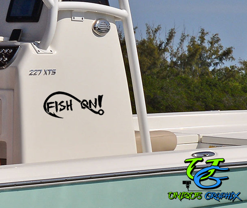 Fish on Fishing Decal Sticker Custom Outdoor Vinyl Decal Sticker Car Truck Boat Windows Doors Walls