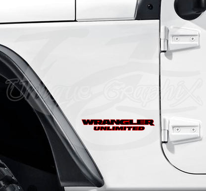Wrangler Unlimited Fender Decals 2 color with 1 pair Compatible with Jeep Wrangler TJ YJ JK