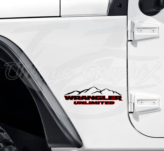 Wrangler Unlimited Fender Decals 2 color 1 pair Compatible with Jeep Wrangler TJ YJ JK