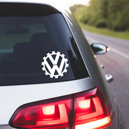 Vw Gear Decal Retro Vinyl Decal for Vdub Enthusiasts compatible with Volkswagen Gti Golf Bug Bus Beetle