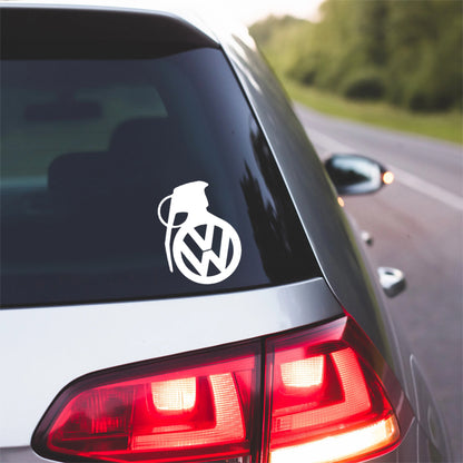 Vw Grenade Decal Retro Vinyl Decal for Vdub Enthusiasts compatible with Volkswagen Gti Golf Bug Bus Beetle