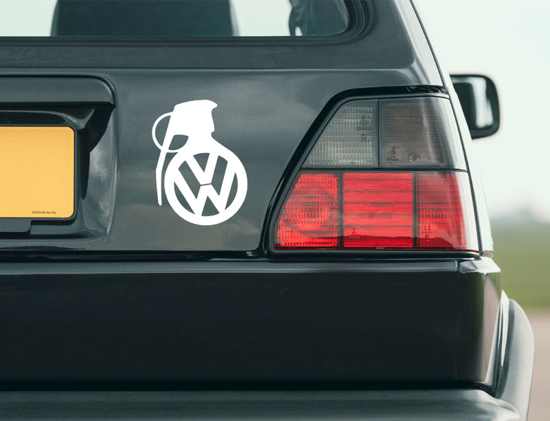 Vw Grenade Decal Retro Vinyl Decal for Vdub Enthusiasts compatible with Volkswagen Gti Golf Bug Bus Beetle