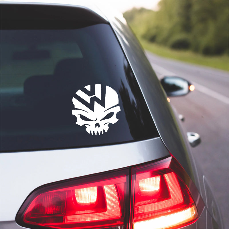 Vw Skull vinyl decal for Vdub Enthusiasts compatible with volkswagen gti golf bug bus beetle